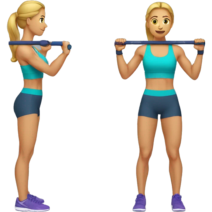 woman using resistance band for bicep curls emoji