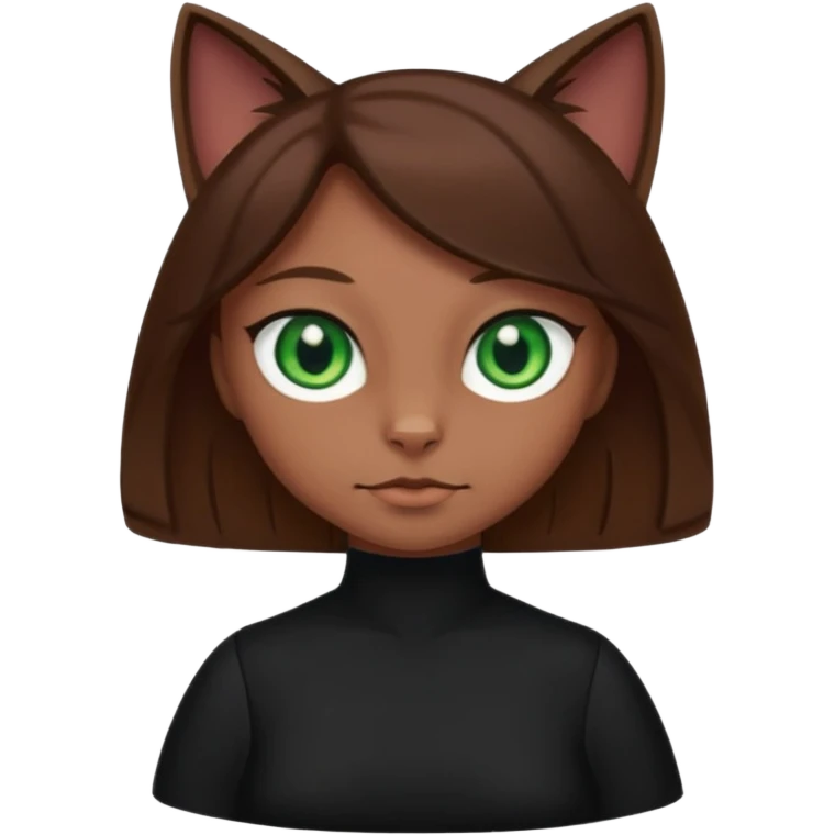 Cartoon female anthrophobic Black Cat with Brown hair emoji