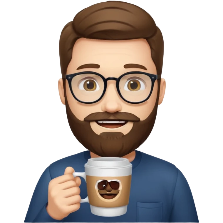 men with bearded with opticals  on holding coffee emoji