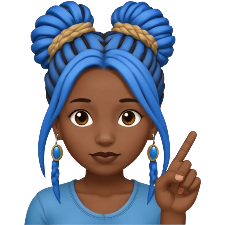 brown girl with blue dreads in a bun and middle finger emoji