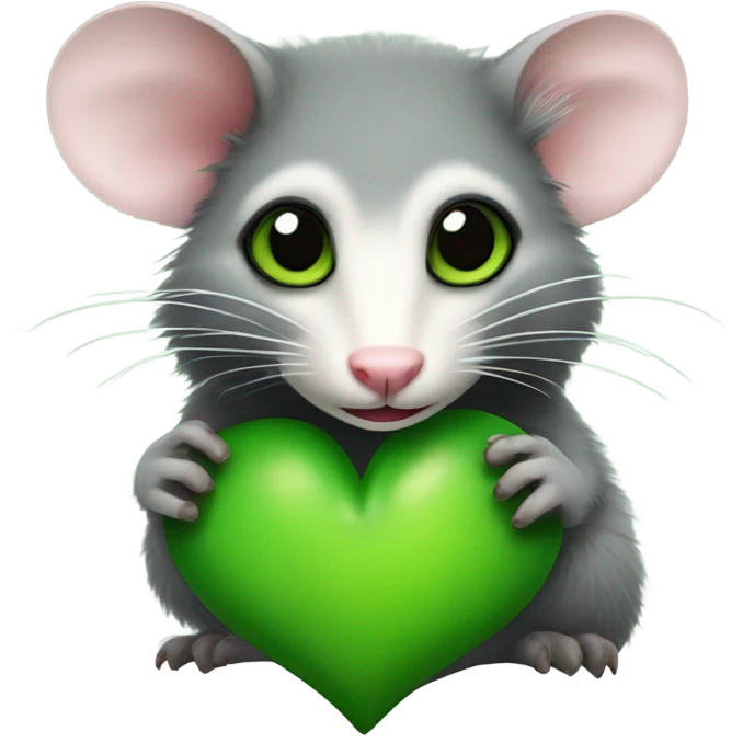 possum with green heart emoji