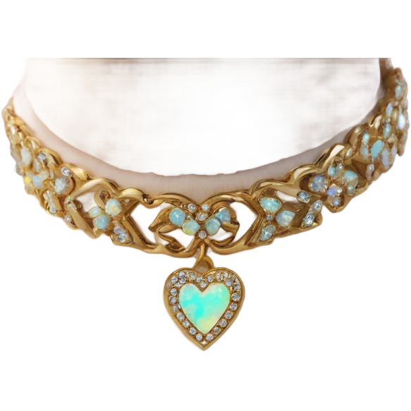 Gold heart collar with opal rhinestones emoji