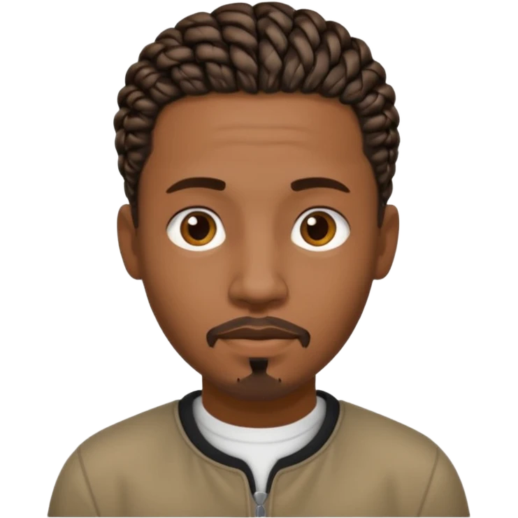 Hazme un emoji de un hombre negro con trenzas cortas (pero no mucho) y una pequeña perilla sin bigote emoji