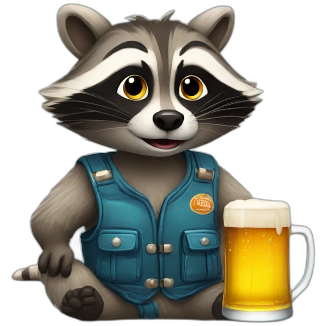 racoon drinking beer emoji