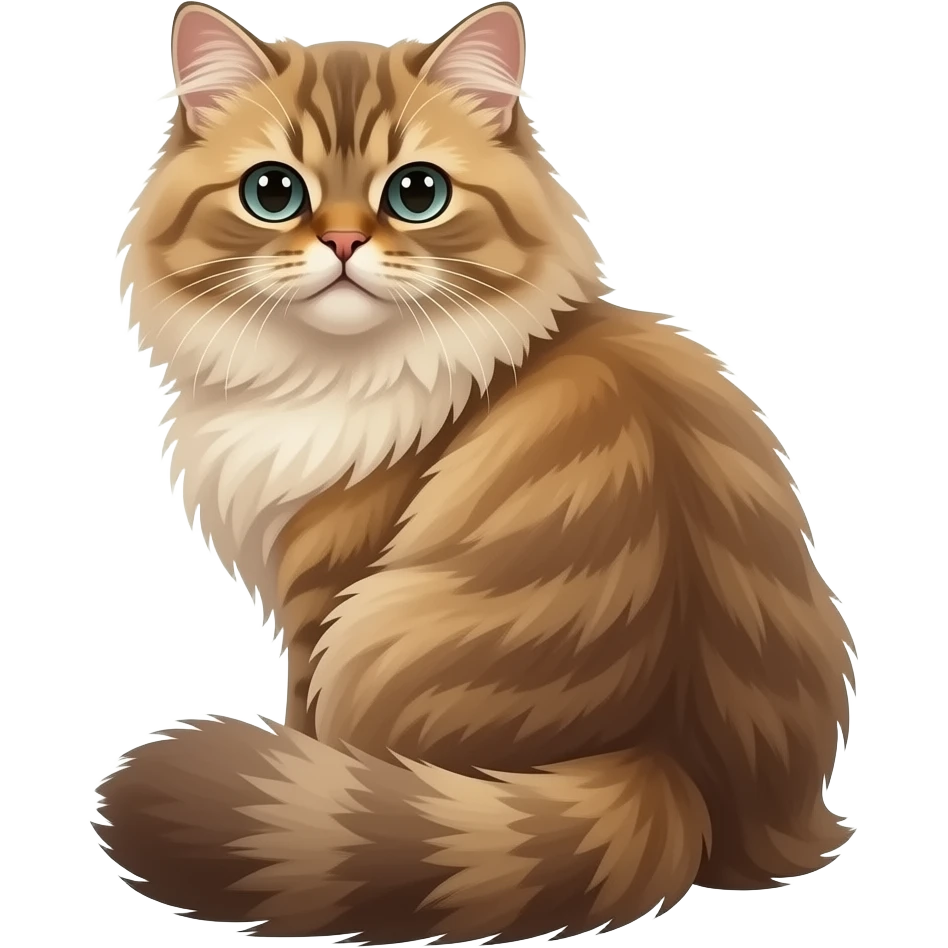 Realistic ugly flat-faced straight-sitting Persian cat, back facing to the left, facing forward emoji