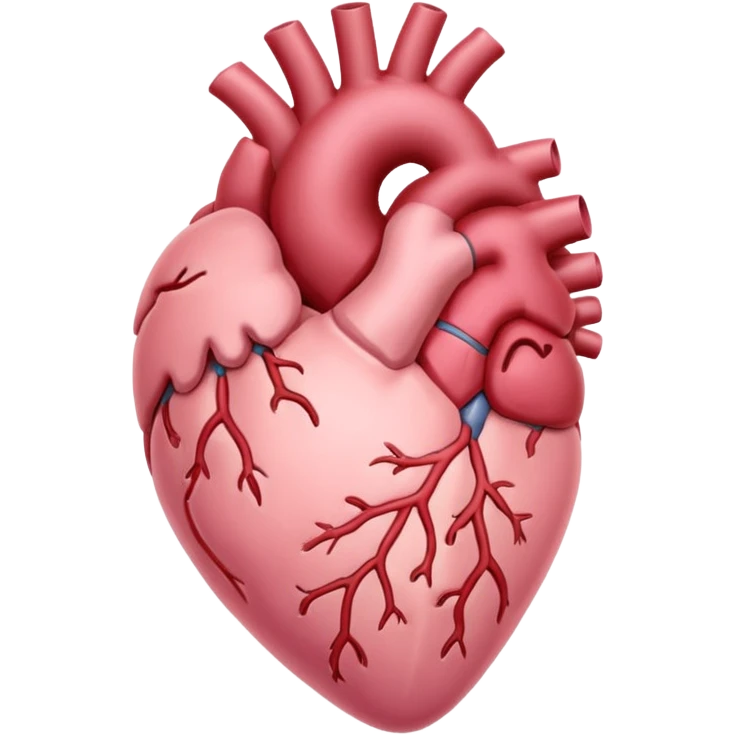 Anatomical heart, very soft pastel pink, light, iOS emoji style, variation 3 emoji