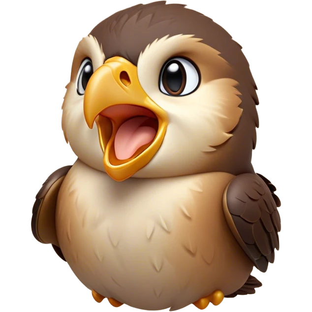Cinematic Cute Yawning Falcon Portrait Emoji, Head tilted slightly with a dramatic, wide-open yawn, showcasing a streamlined, powerful form with a softly drooping beak and sleepy, half-closed eyes, Simplified yet irresistibly adorable features, highly detailed, glowing with a soft, cozy glow, high shine, relaxed yet expressive, stylized with a dash of whimsical aerial charm, soft glowing outline, capturing the essence of a drowsy yet affectionate falcon that appears ready to stretch out for a nap! emoji