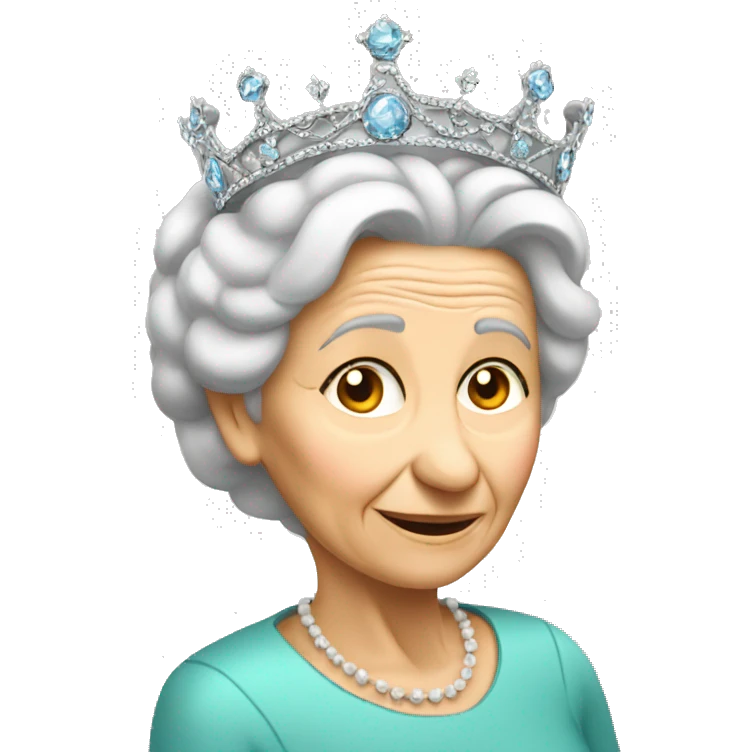old lady putting crown on head of someone emoji