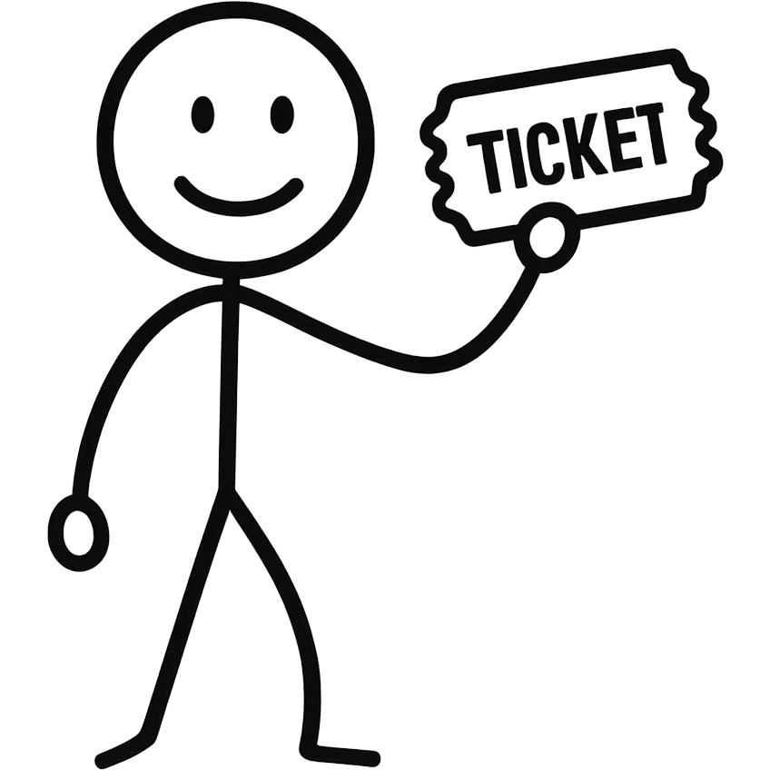 stickman holding a ticket in hand emoji