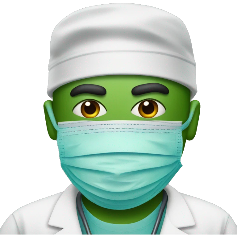 Cartoon Pepe wearing surgeon clothes emoji