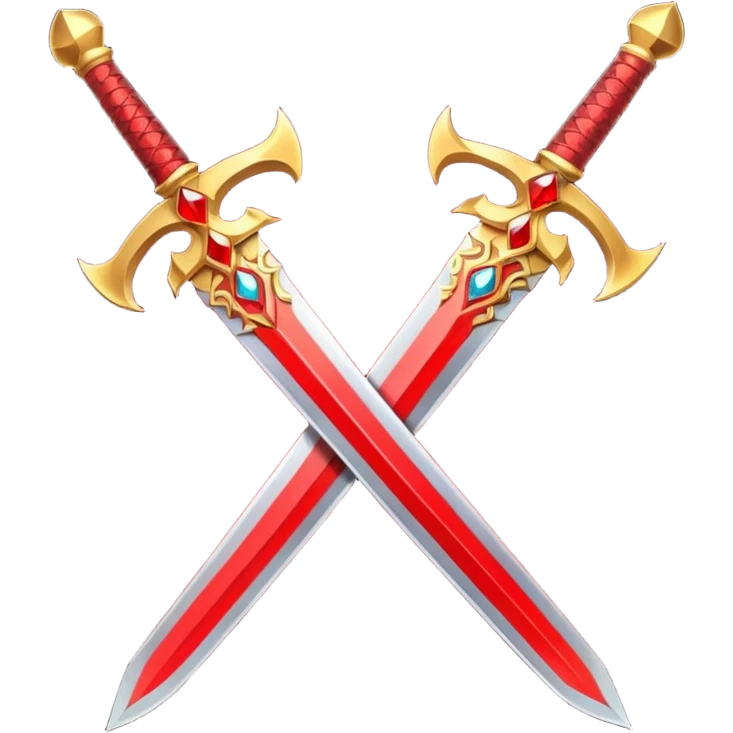 Two Golden royal swords with red gems emoji