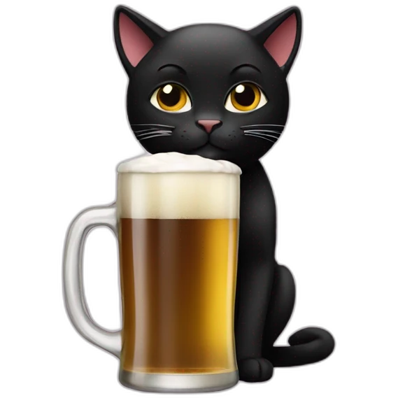 Black Cat drink beer emoji