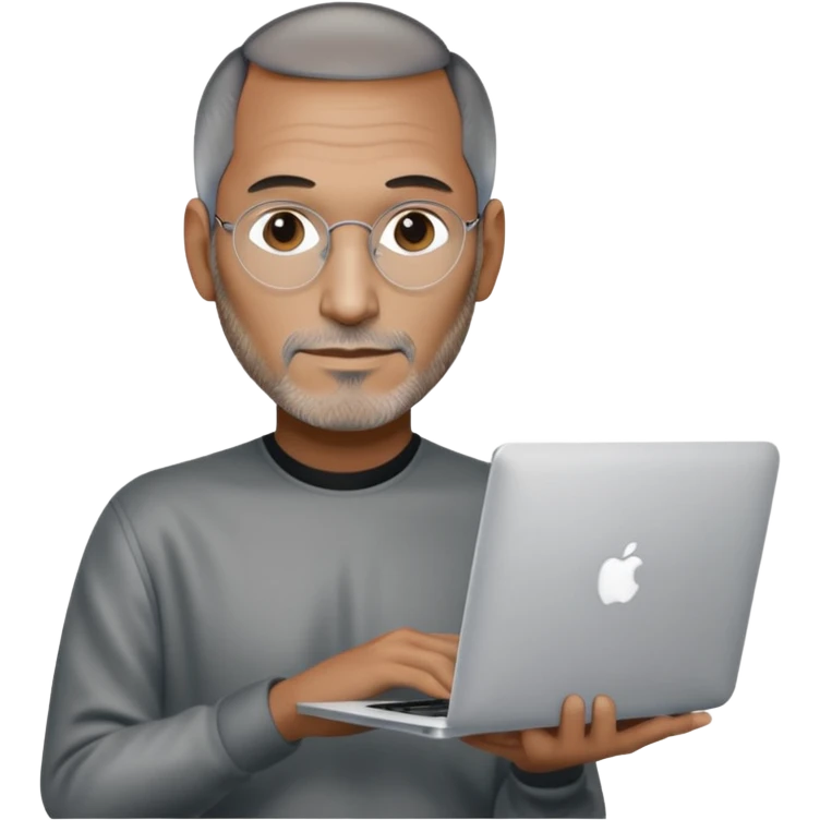 macbook with Steve Jobs emoji