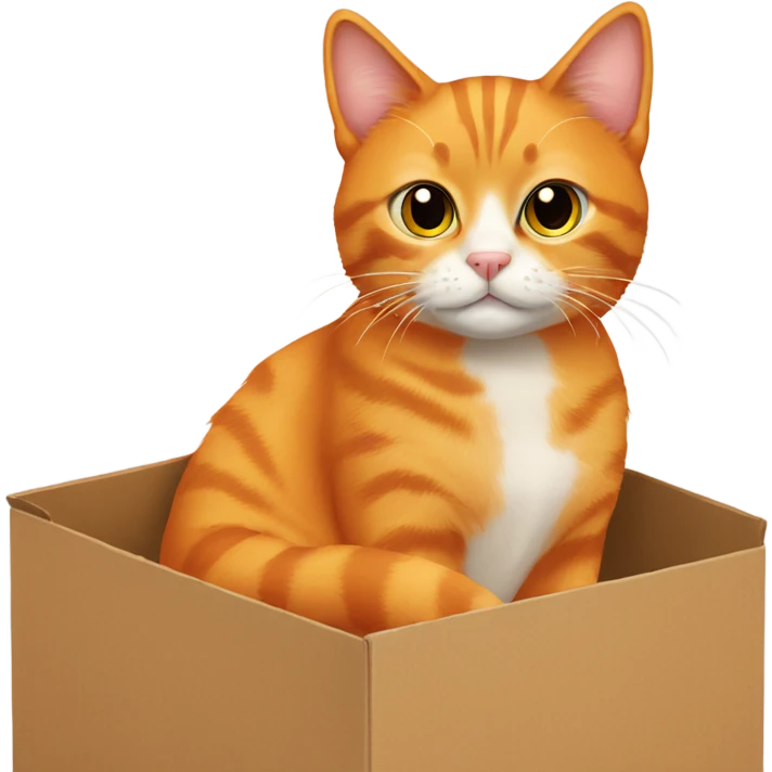 Orange cat sitting in a box emoji