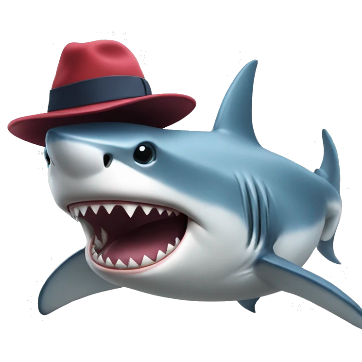 shark with hat emoji