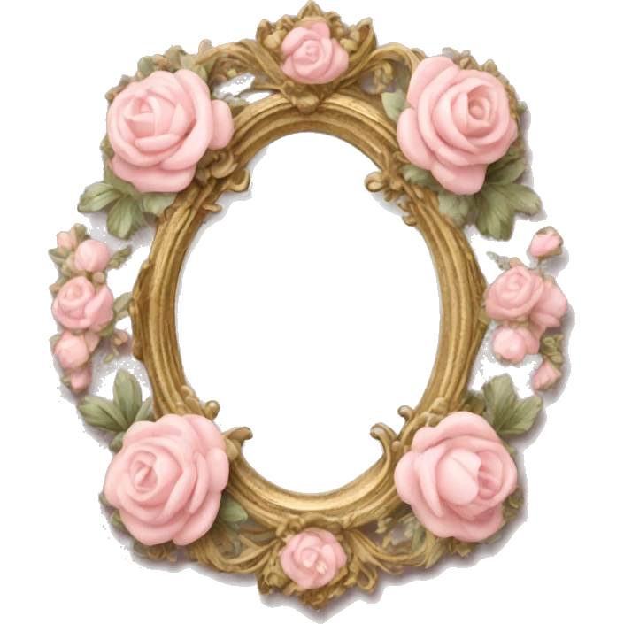 vintage rococo light pink dainty floral frame emoji