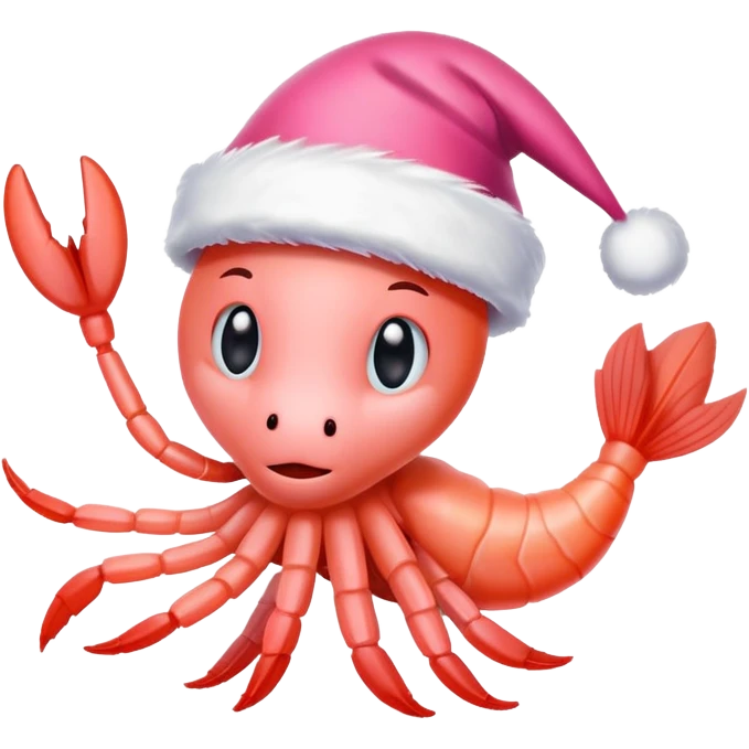 Shrimp wearing Santa hat emoji