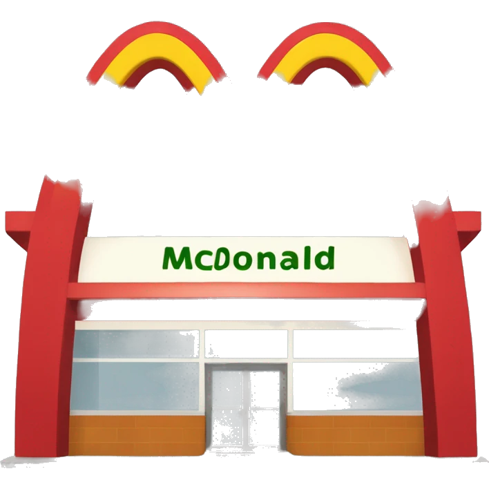 “McDonald’s store with the iconic golden arches, a red and yellow color scheme, and a simple, recognizable design that captures the essence of a fast food restaurant.” emoji