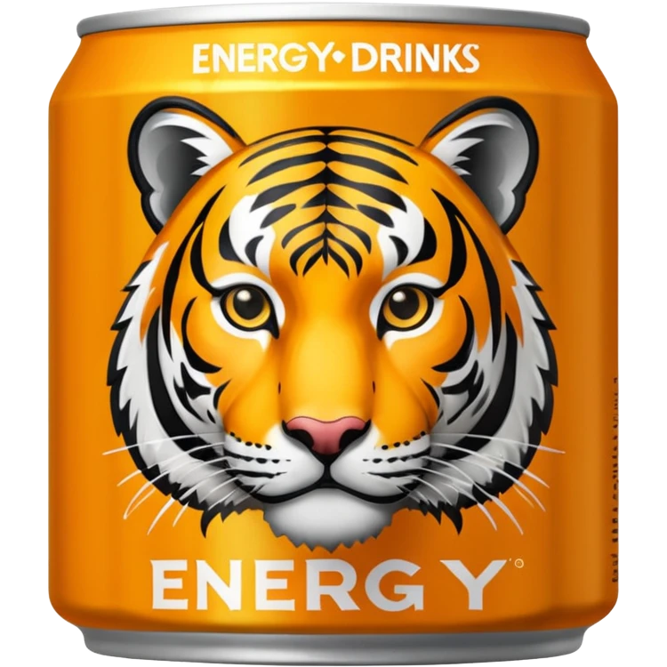 energy drink with with silver background color and a tiger on it also have sign and written as like energy drinks emoji