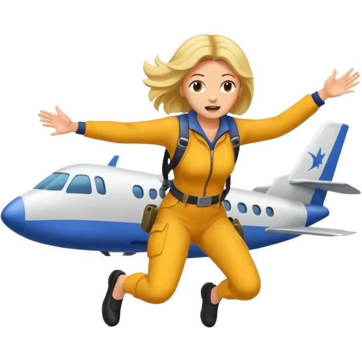 a woman jumps off a plane, apocolypse emoji