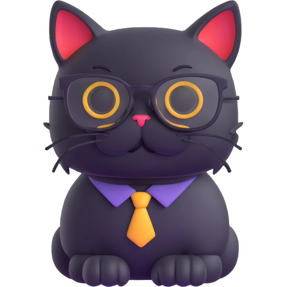 black cat with glasses emoji