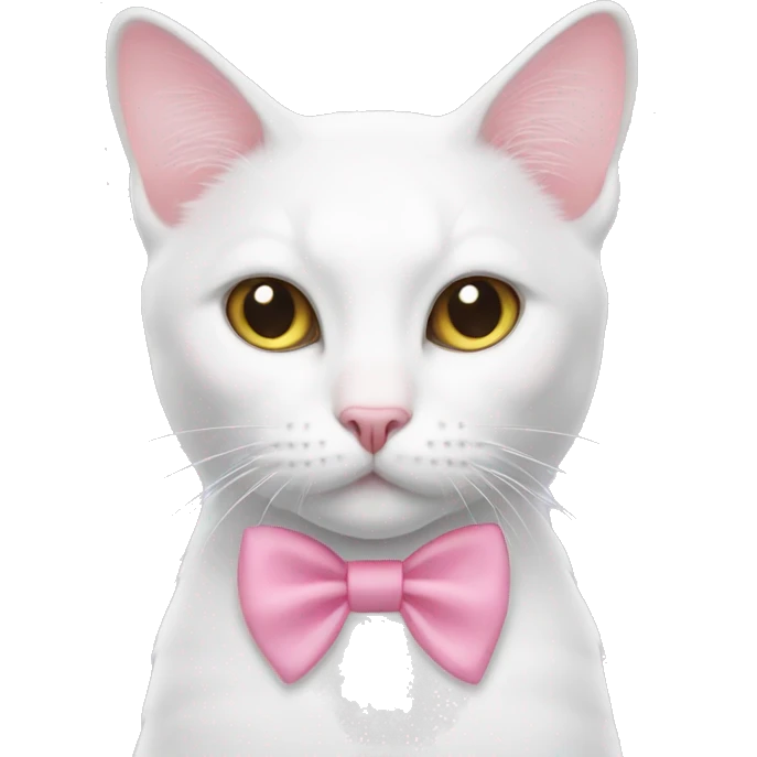 white cat with one pink bow on each ear emoji