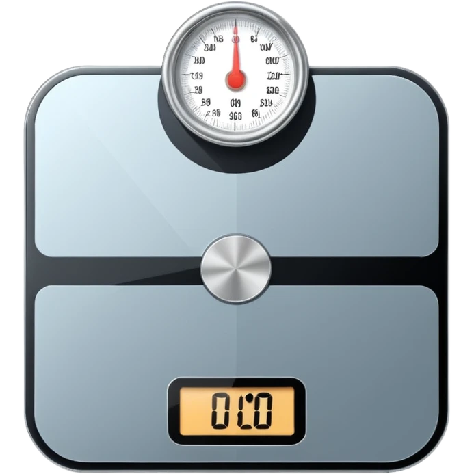Digital weight scale with 0:00 on it emoji