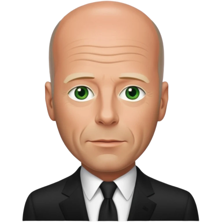 Bruce Willis with green eyes, black Oscar suit emoji