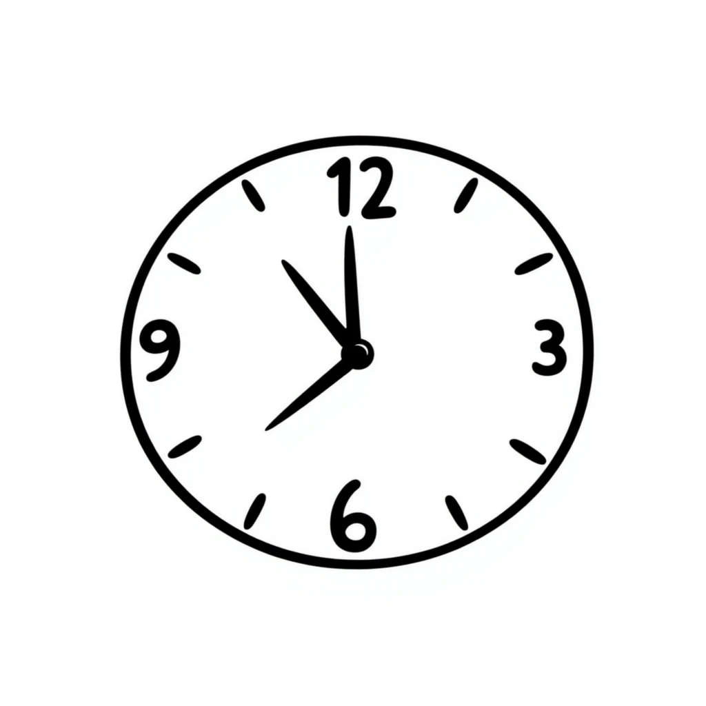 Hand-drawn analog wall clock with numbers emoji