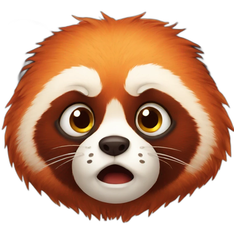 Fluffy red panda scared emoji