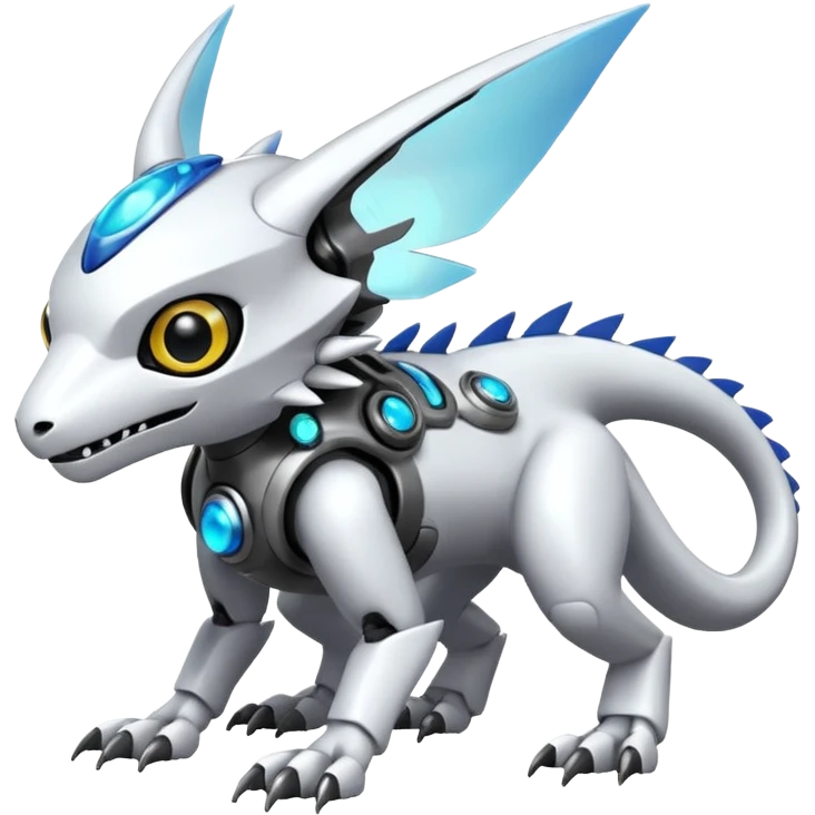  exotic futuristic modern white cyber-fantasy-Fakémon-Digimon-Trico-creature emoji