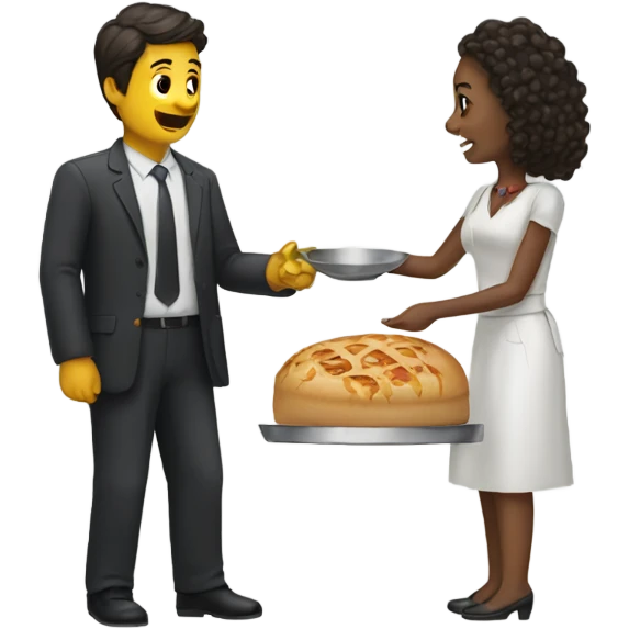 A man serves a woman emoji