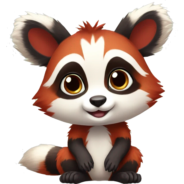 Cute red raccoon-panda-lemur-hybrid full body emoji