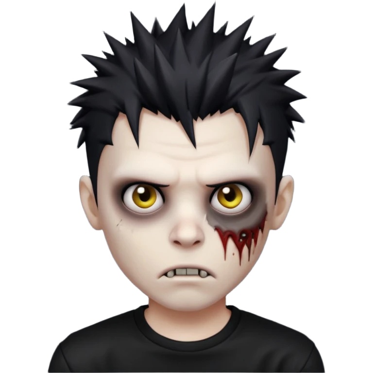 zombie boy with spiky black emo hair and a black shirt emoji