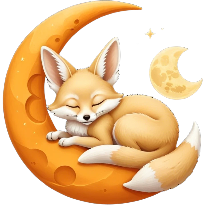 fennec sleeping on a moon sickle  emoji