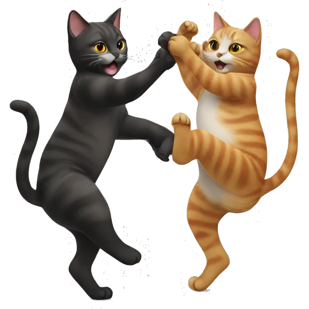 Two cats doing the tango emoji