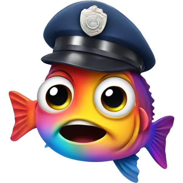 Rainbow police officer fish who look scared  emoji
