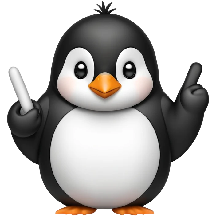 penguin holding up middle finger emoji