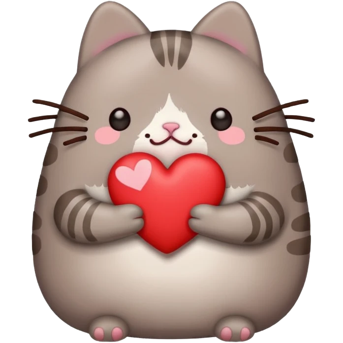 sad pusheen red heard emoji