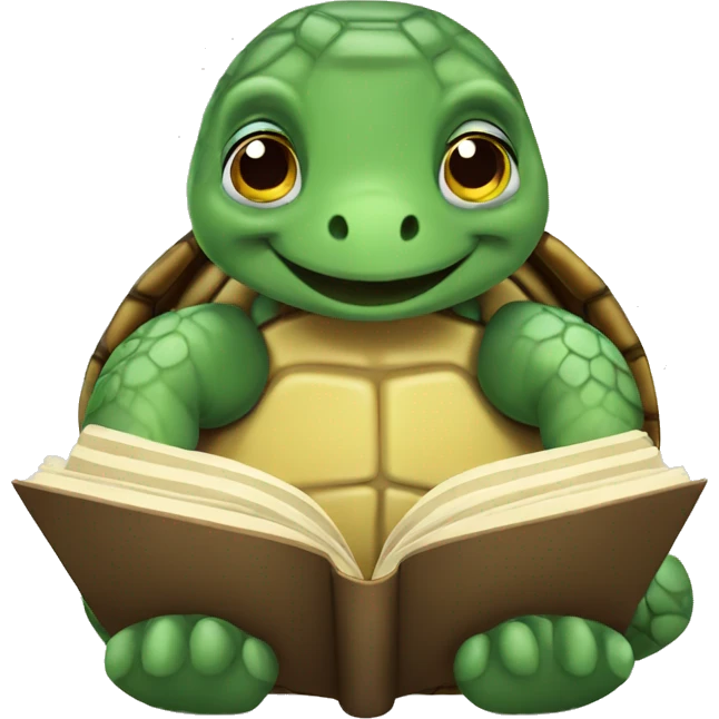 turtle reading book emoji