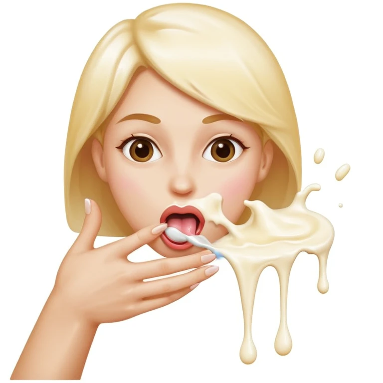 A women's hand covered in milk and a tongue licking the milk off the hand emoji
