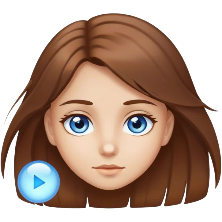Brown hair brown eye girl with blue eye light hair big  emoji