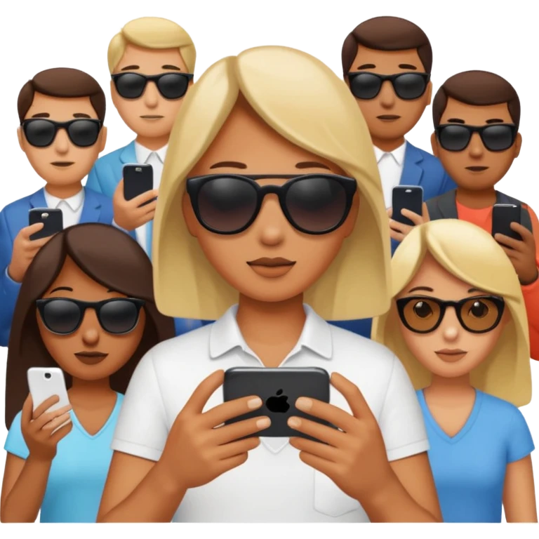 person searching something with iphone and people around emoji