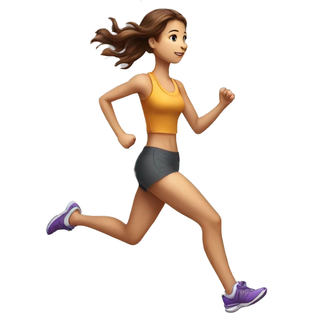 Full length hyperrealistic pencil drawing of a girl with brown hair running on a treadmill emoji