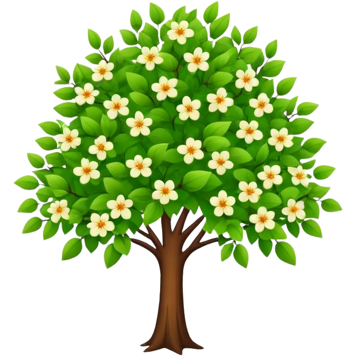 Spring tree with green leave and flowers emoji