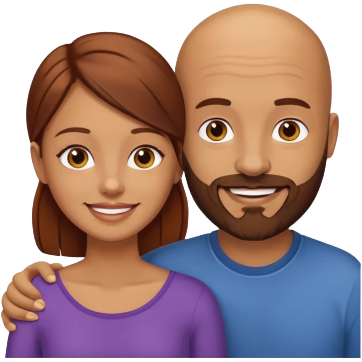 Couple. A bald man with brown beard and a girl with dark yellowish brown auburn hair. emoji