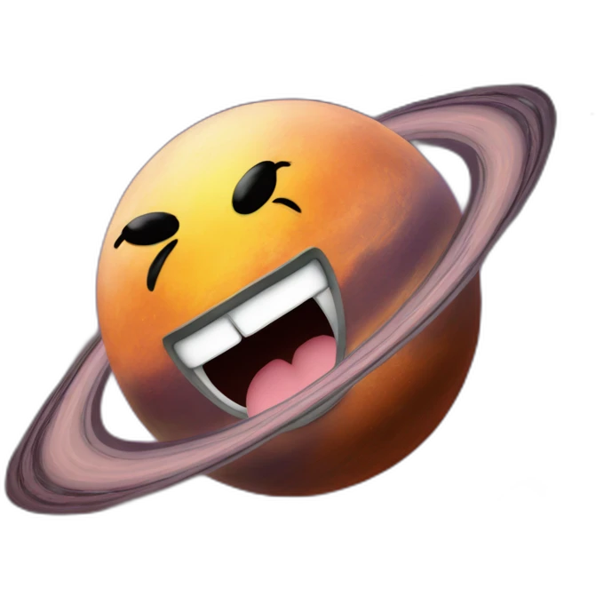 planet Mercury with a cartoon face with tongue emoji