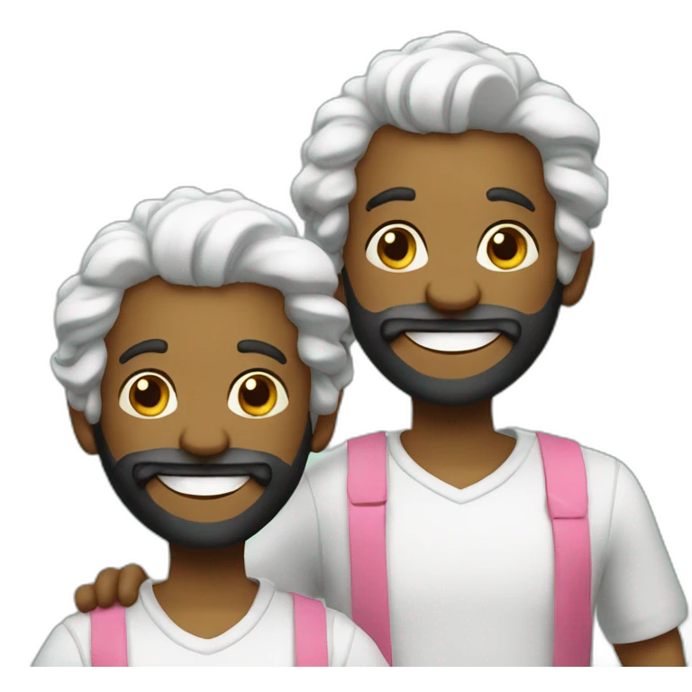 Identical twins balds and bearded celebrating birthday  emoji