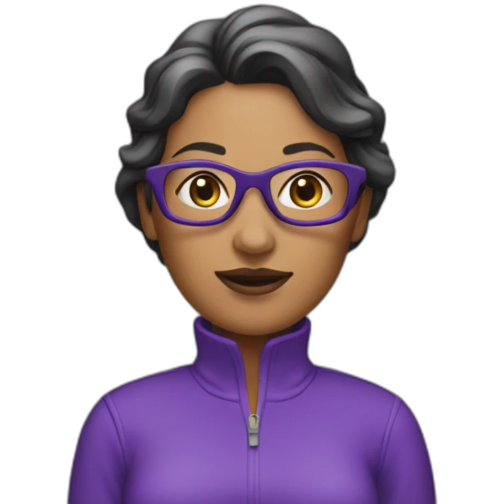 woman strategic planner with purple pull over emoji
