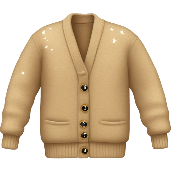 tan cardigan with 3 stars on the sleeves emoji